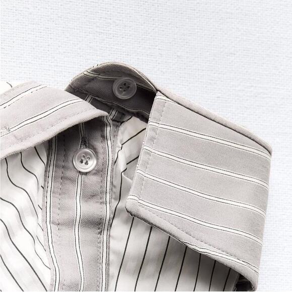 Zara Striped Strapless Fold over Top - Picture 9 of 12